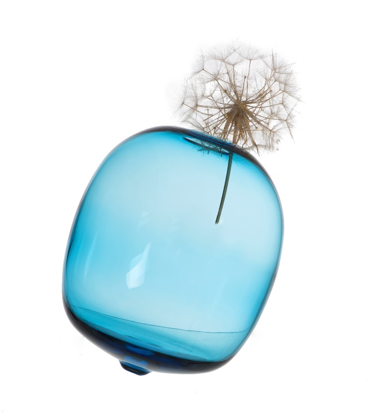Vase ghianda en verre souffle bleu fabrication artisanale ecodesign filomen chiara stella home